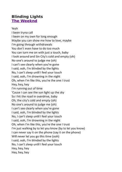 blinding lights lyrics